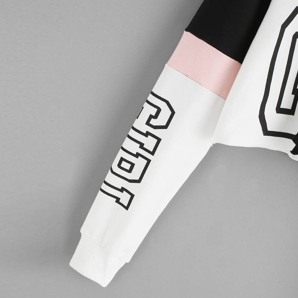 Patchwork Crop Top Hoodie