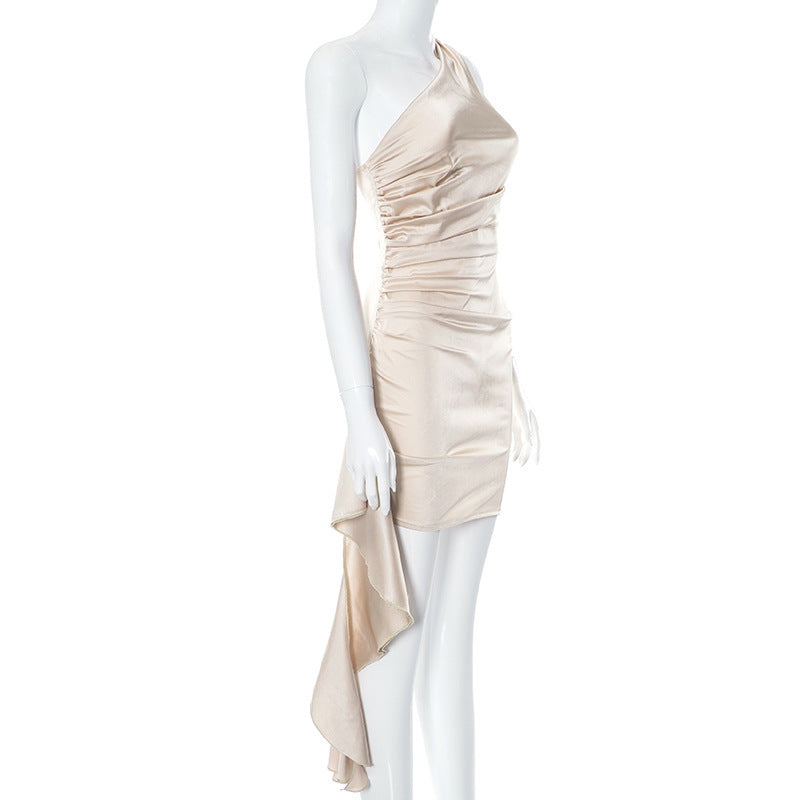 One-Shoulder Sleeveless Mini Dress