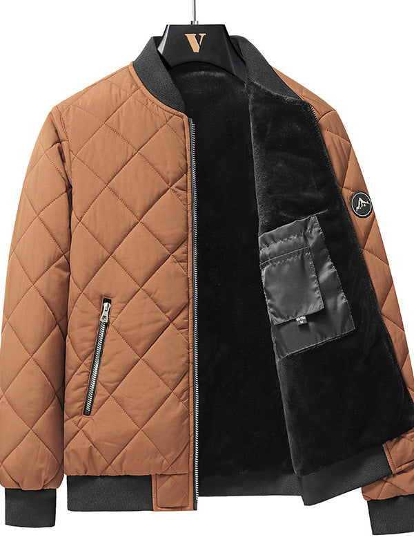 Rhombic Sewing Design Cotton Coat
