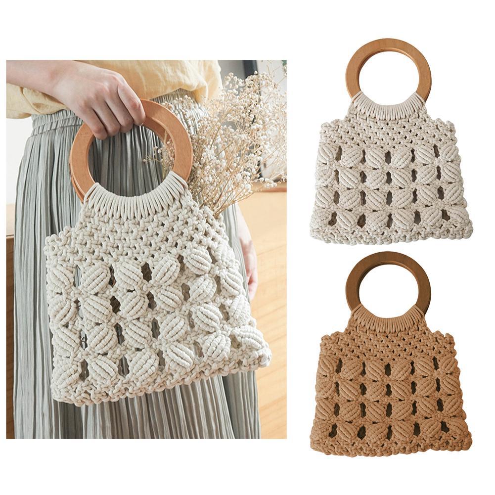 Fashion cotton rope straw bag