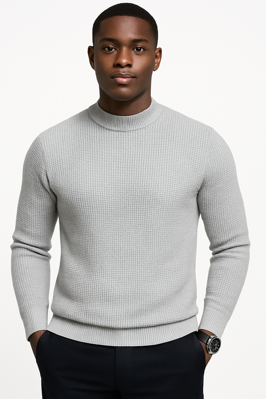 Men’s Cozy Waffle Knit Round Neck Sweater