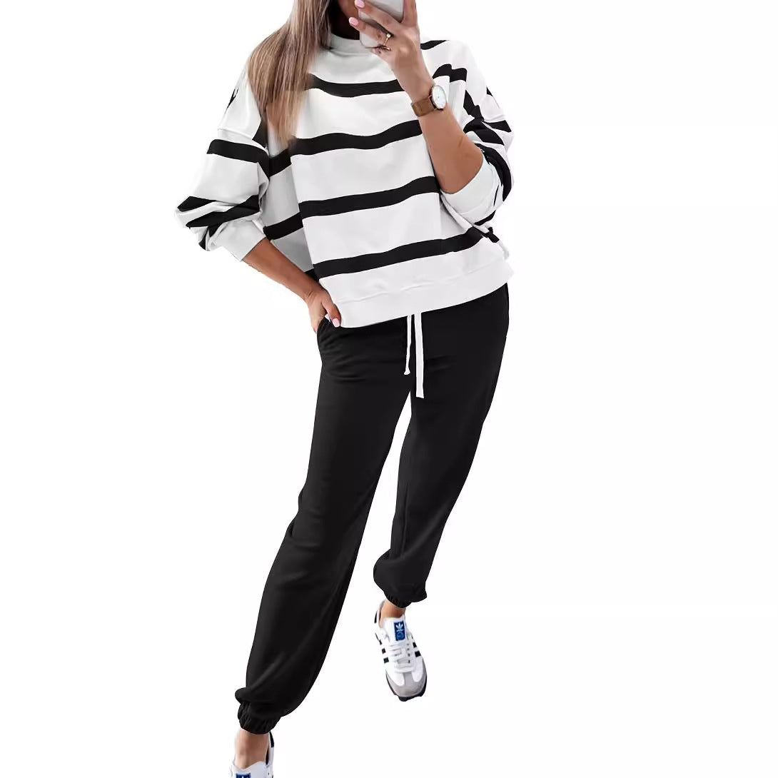 Striped Sports Sweater Suit