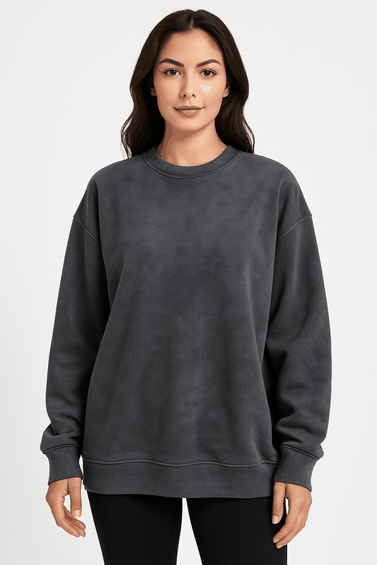 Suede Heavy Round Neck Sweater