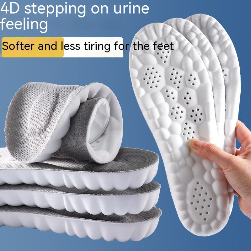 4D Cloud Technology PU massage instep insoles with high elasticity and shock absorption, soft and flexible for foot comfort