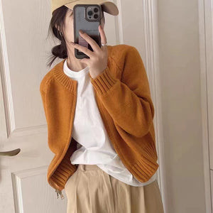 Gray Cropped Sweater Coat Women