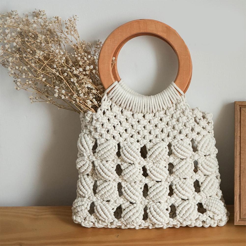 Fashion cotton rope straw bag