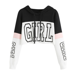 Patchwork Crop Top Hoodie