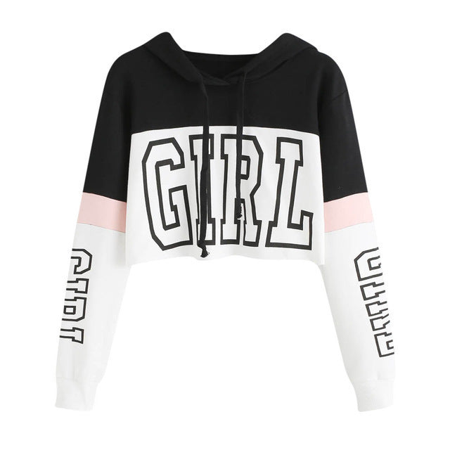 Patchwork Crop Top Hoodie
