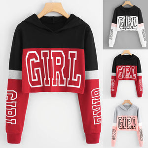 Patchwork Crop Top Hoodie