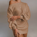 Shoulder Knitted Sweater Dress