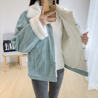 Corduroy Cotton-Padded Jacket Female Student Fall   Winter Outfit