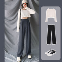 Women's Wide Leg Pants High Waist Suit Trousers Loose Straight Leg Casual Pants