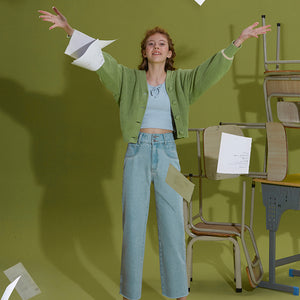 Grass Green Cardigan Sweater