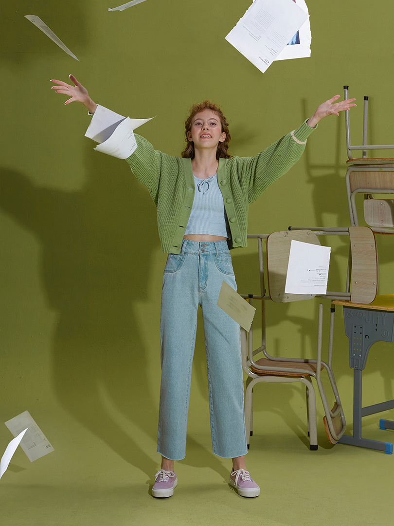 Grass Green Cardigan Sweater