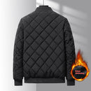 Fashion Rhombic-sewing Design Cotton Coat Winter Warm Thickened Baseball Jacket Casual Solid Color Outwear Clothing For Men