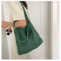 Solid Color Bag Knitted Bags Hollow Woven
