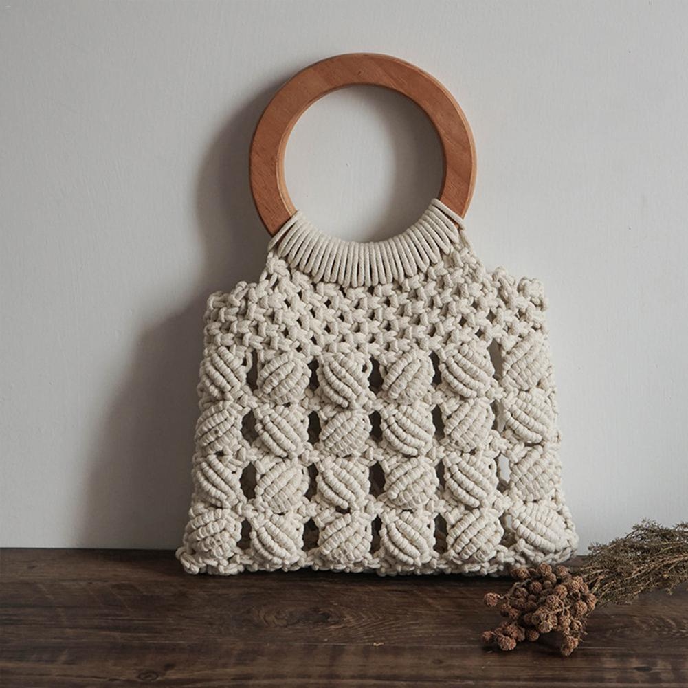 Fashion cotton rope straw bag