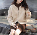 Gray Cropped Sweater Coat Women