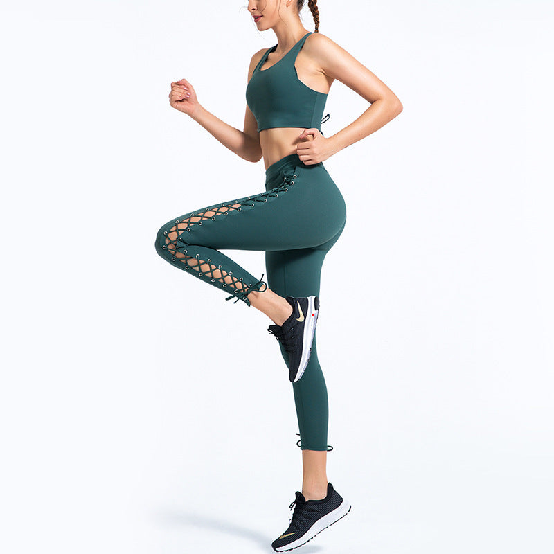 2-Piece Yoga Outfit for Women – High-Waist Leggings & Sports Bra Set
