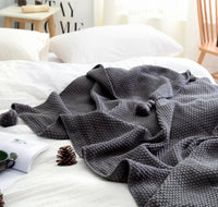 Nordic fringed knit ball blanket