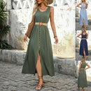Summer Round-neck Sleeveless Split Dress