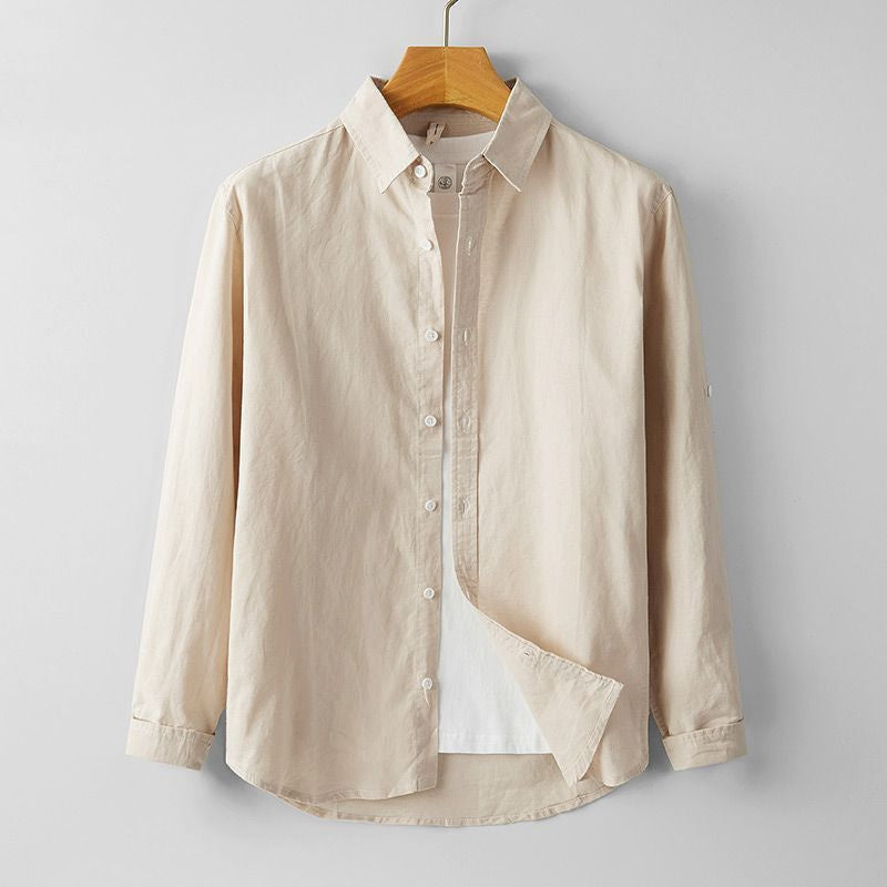 Summer Men's Cotton And Linen Casual Long Sleeve Shirt Thin