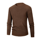Men's Solid Color Waffle Round Neck Base Sweater
