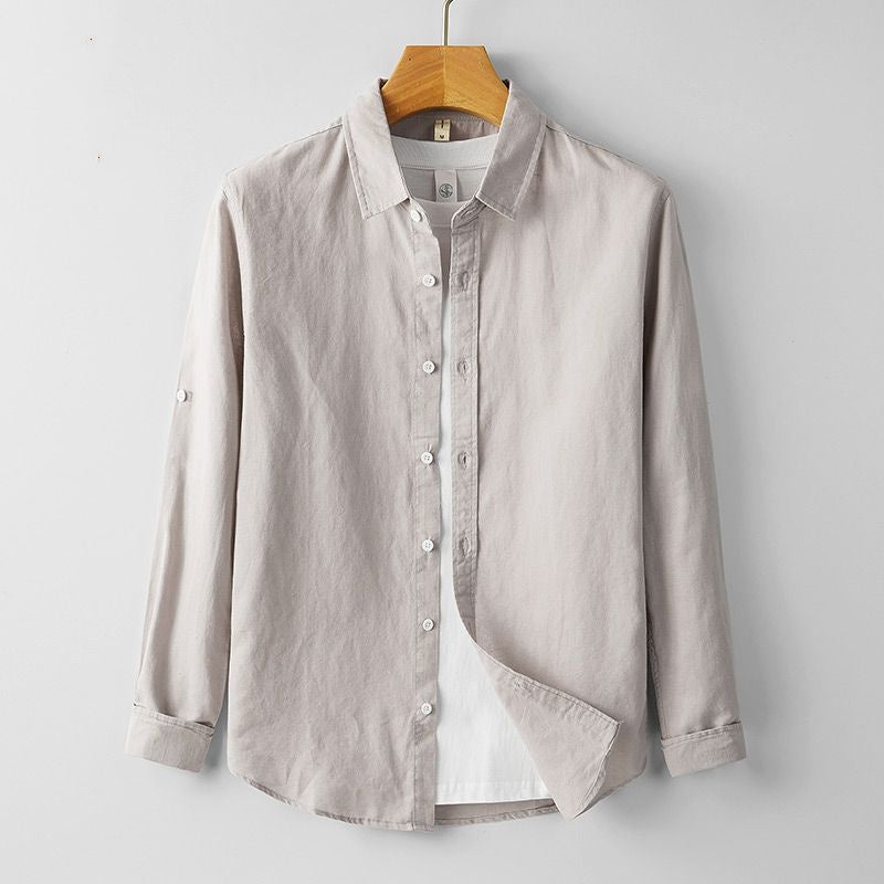 Summer Men's Cotton And Linen Casual Long Sleeve Shirt Thin