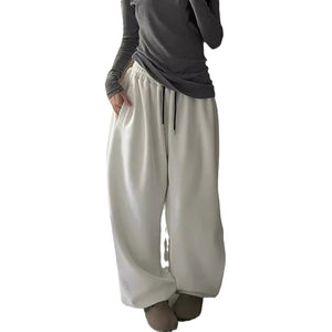 Y2g Casual Gray Black Rope Tied High Waist Elastic Band Waist Sports Pants Women's Clothing