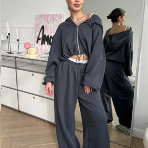 Zipper Sweatshirt Sweatpants