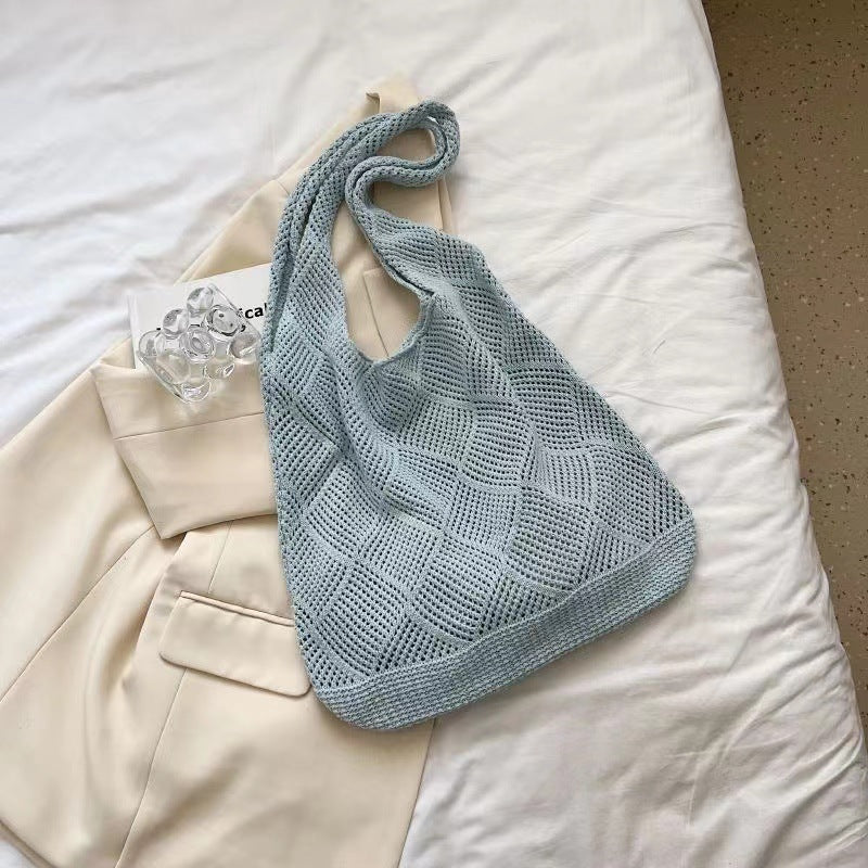 Solid Color Bag Knitted Bags Hollow Woven