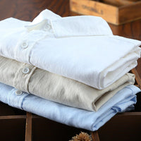 Summer Men's Cotton And Linen Casual Long Sleeve Shirt Thin