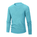 Men's Solid Color Waffle Round Neck Base Sweater