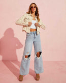 Ripped Slimming Jeans For Women