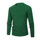 Men's Solid Color Waffle Round Neck Base Sweater