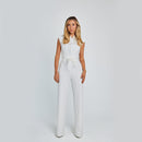 Fashion Elegant Long Sleeveless Jumpsuit Summer V-neck Casual Wide Leg Long Overalls Clothing For Women