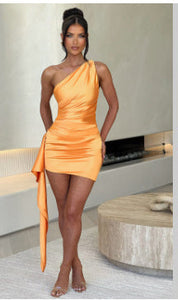 One-Shoulder Sleeveless Mini Dress
