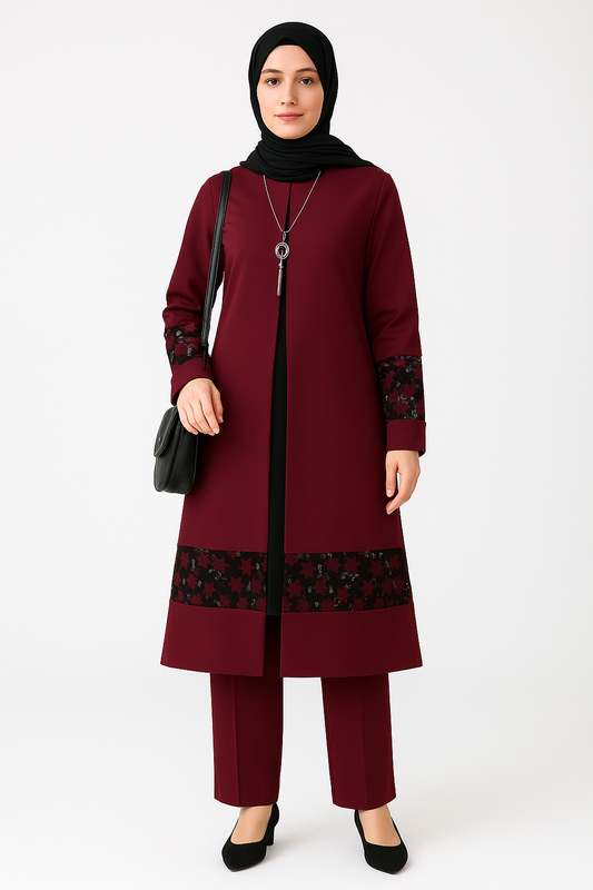 Middle Eastern Abaya Set for Muslim Women – Elegant Dubai Style Suit
