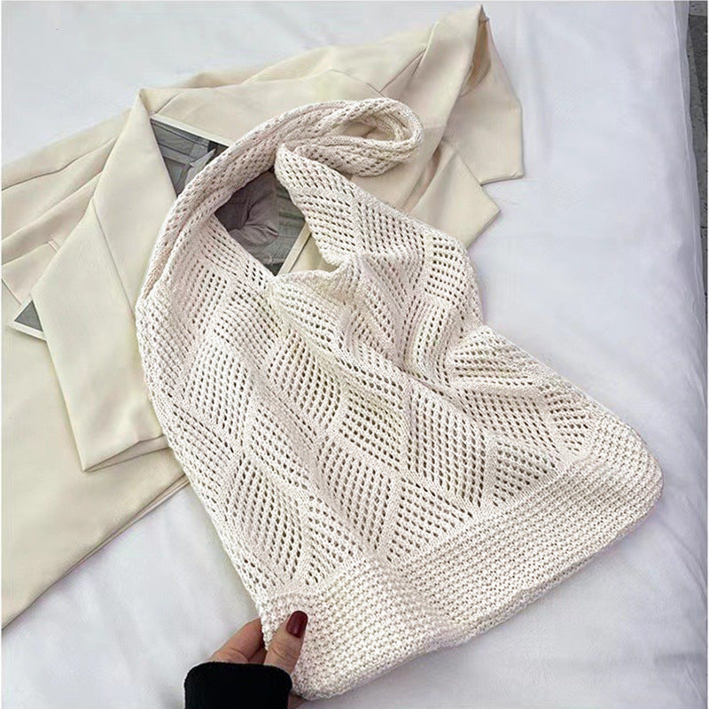 Solid Color Bag Knitted Bags Hollow Woven