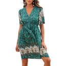 Bohemian Rayon Positioning Flower Green Dress