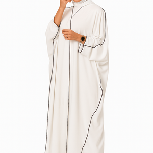 Women's White Patchwork Plus Size Women's Abaya Robe