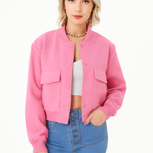 Women’s Cropped Bomber Jacket – Y2K Streetwear Varsity Style