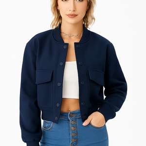 Women’s Cropped Bomber Jacket – Y2K Streetwear Varsity Style