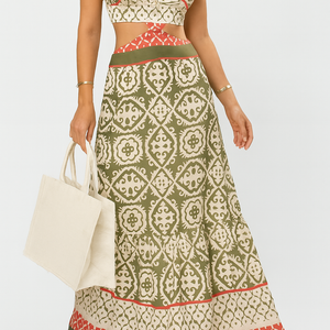 Leisure Holiday Hollow Tie Vintage Printed Dress