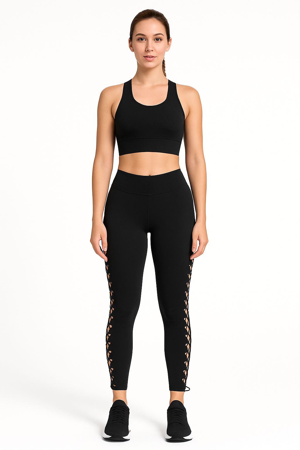2-Piece Yoga Outfit for Women – High-Waist Leggings & Sports Bra Set