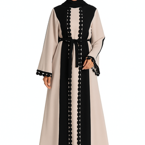 Elegant Middle Eastern Lace Patchwork Abaya for Women – Modest Islamic Dress