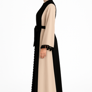 Elegant Middle Eastern Lace Patchwork Abaya for Women – Modest Islamic Dress