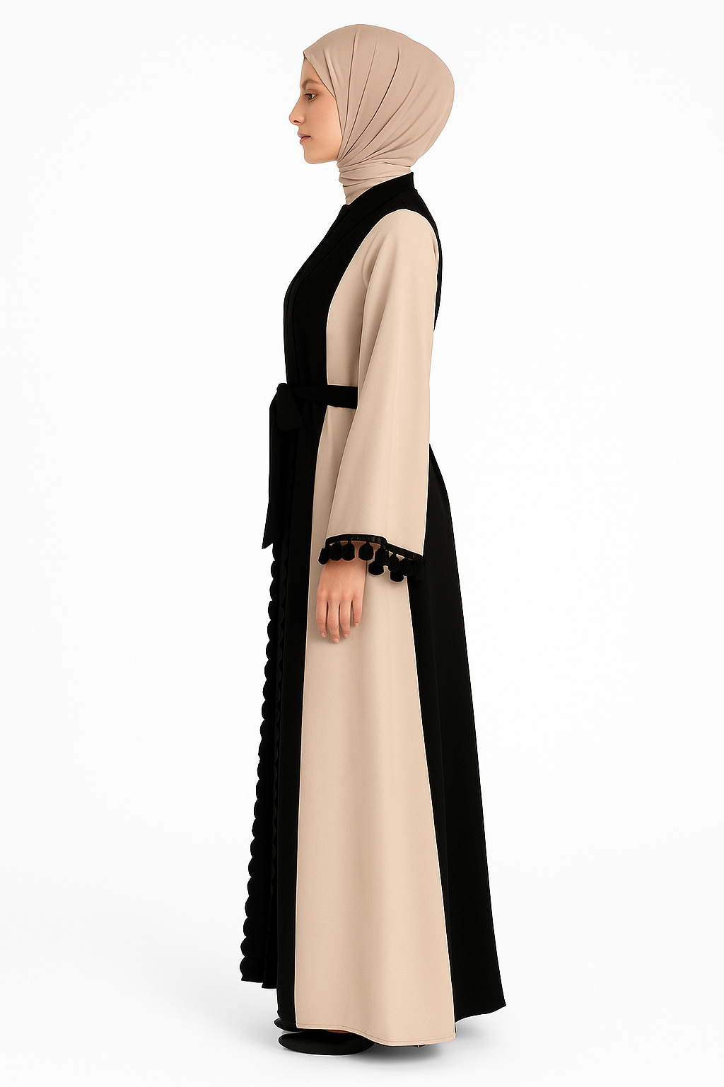 Elegant Middle Eastern Lace Patchwork Abaya for Women – Modest Islamic Dress