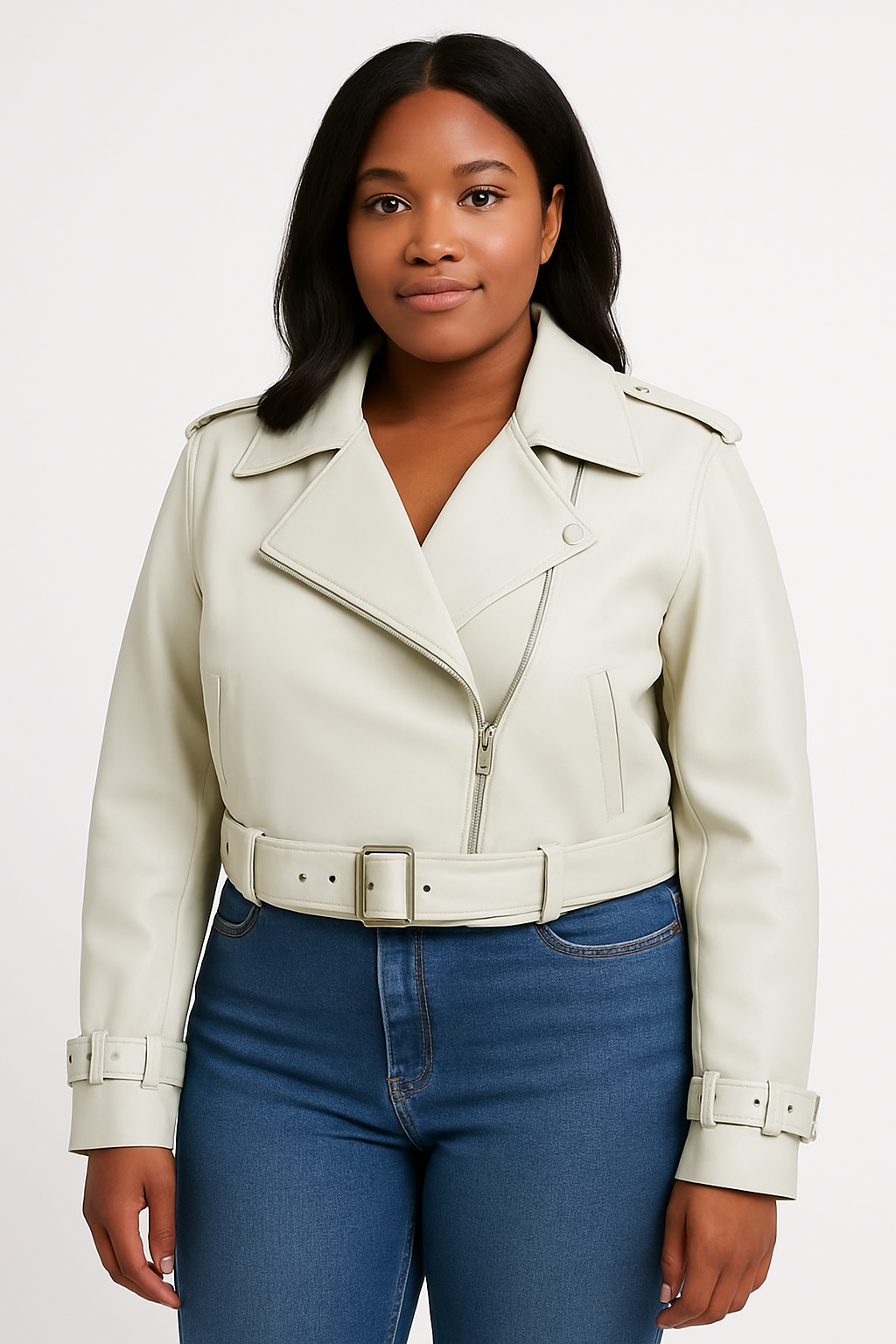 Women's Casual Loose Fit Leather Jacket – Solid Color Faux Leather Coat