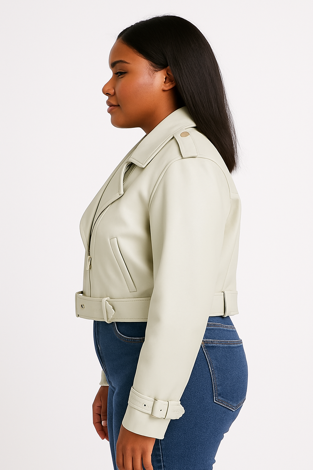 Women's Casual Loose Fit Leather Jacket – Solid Color Faux Leather Coat